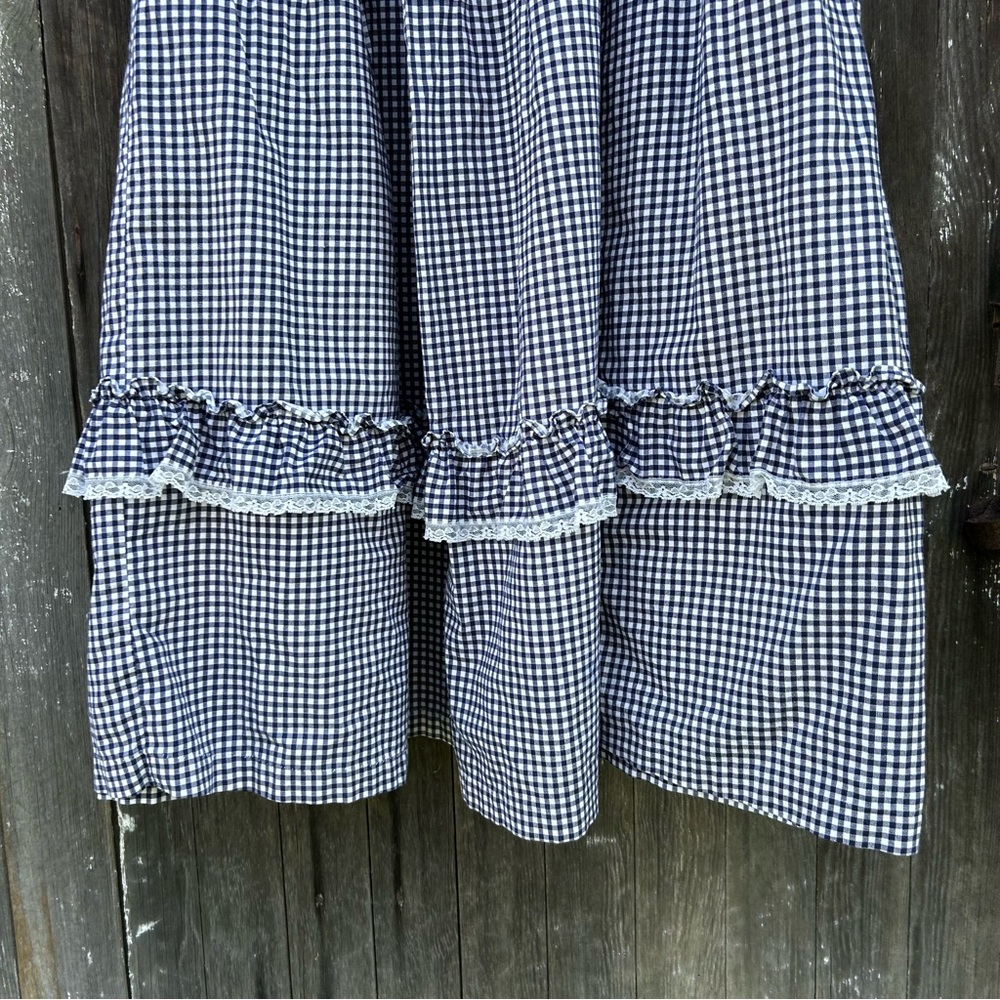 Vintage 70s 80s Ruffles and Gingham Square Dance Costume Frontier Skirt and Top - Picture 6 of 10